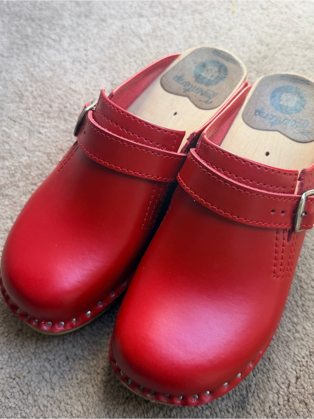 Troentorp Swedish Women's Raphael Clog Red Calf Leather Size 36